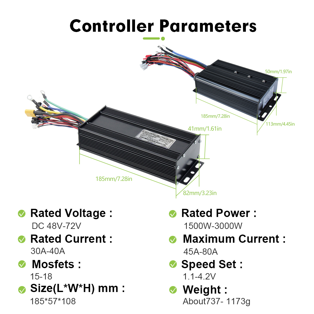 E-bike 3 modos 48v 52v 60v 72v - Sine Wave Controller 48V 72V 80A avaliação e preço